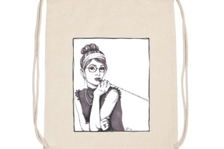 TZS natur Modern Audrey Hepburn mameart tildysara taska tornazsak gyerekeknek noknek anyukaknak bevasarolni vasarol pamut kimoshato szeles ajandek egyedi grafika termek kezzel rajzolt